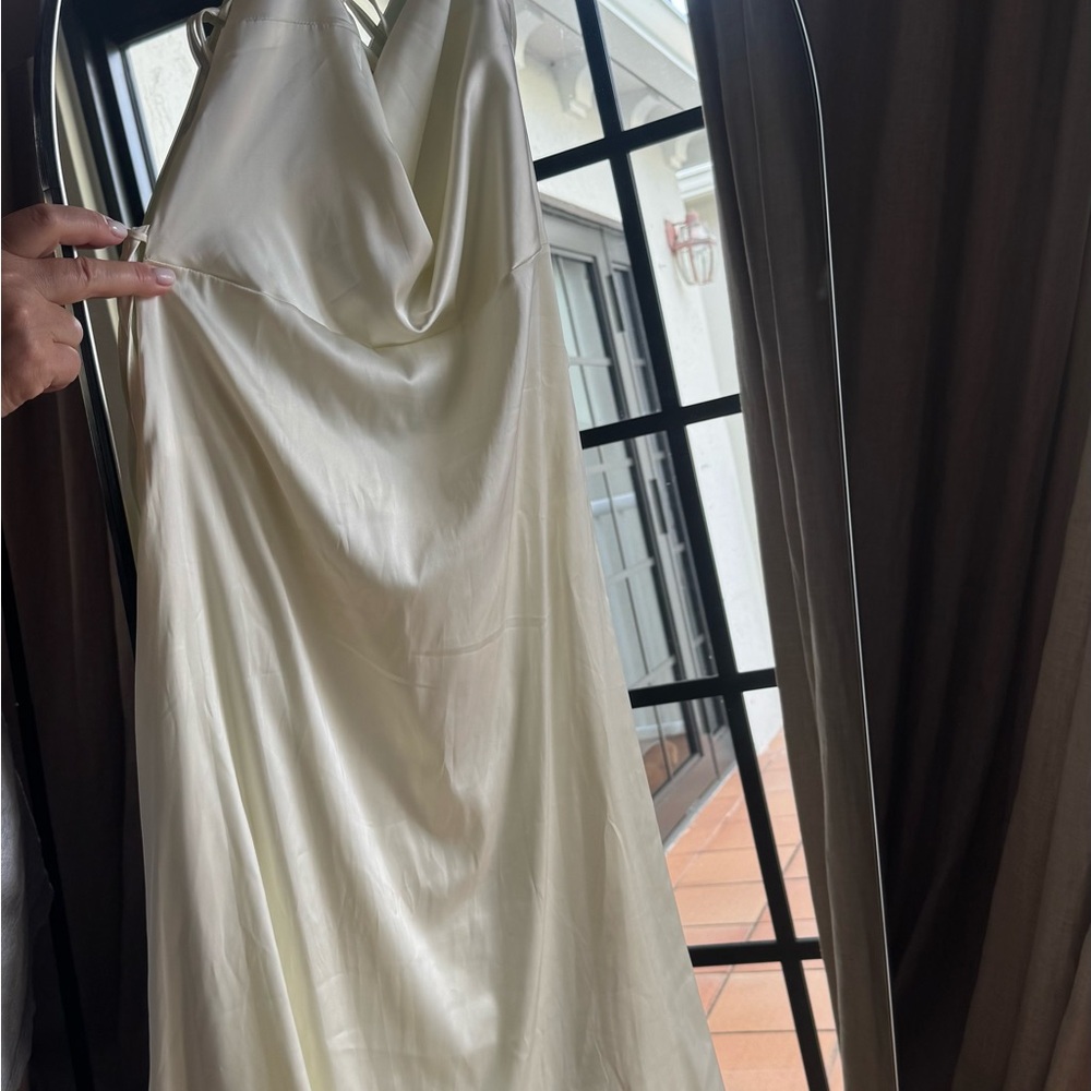 DANIELLE BERNSTEIN Cream Sleeveless Cowl Neck Midi Dress